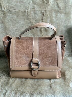 Simons Suede & Leather Top-Handle Satchel in Beige-Tan